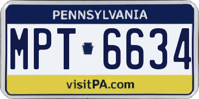 PA license plate MPT6634