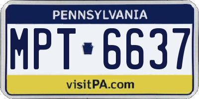 PA license plate MPT6637