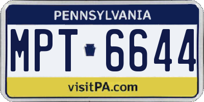 PA license plate MPT6644