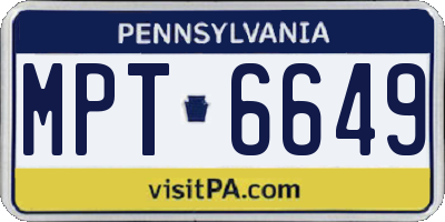 PA license plate MPT6649