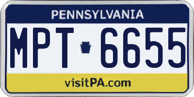 PA license plate MPT6655