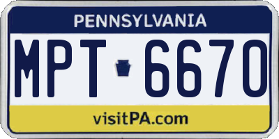 PA license plate MPT6670