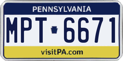PA license plate MPT6671
