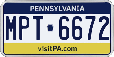 PA license plate MPT6672