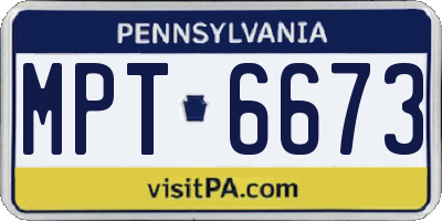 PA license plate MPT6673