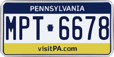 PA license plate MPT6678