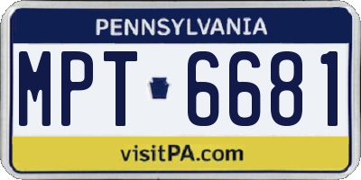 PA license plate MPT6681