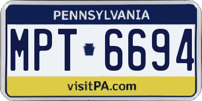 PA license plate MPT6694