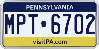 PA license plate MPT6702