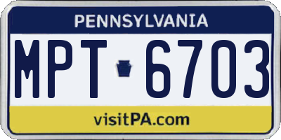 PA license plate MPT6703