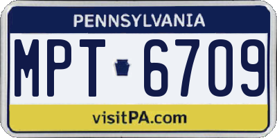 PA license plate MPT6709