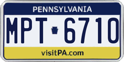 PA license plate MPT6710