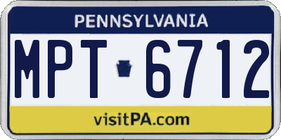 PA license plate MPT6712