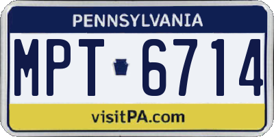 PA license plate MPT6714