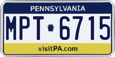 PA license plate MPT6715