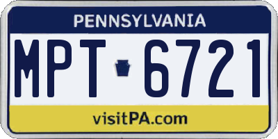 PA license plate MPT6721