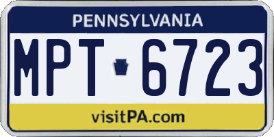 PA license plate MPT6723
