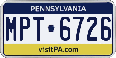 PA license plate MPT6726