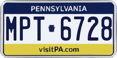 PA license plate MPT6728