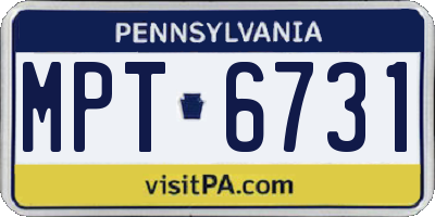 PA license plate MPT6731