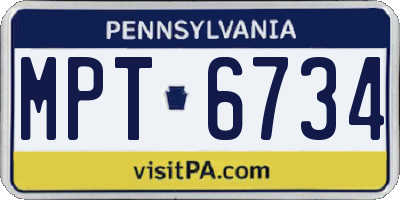 PA license plate MPT6734