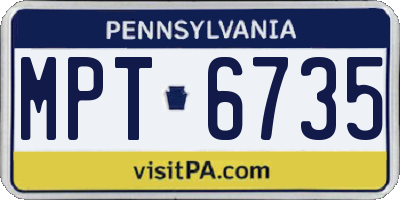 PA license plate MPT6735