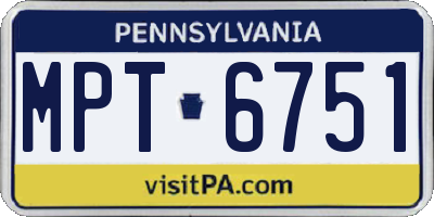 PA license plate MPT6751