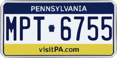 PA license plate MPT6755