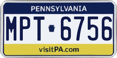 PA license plate MPT6756