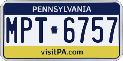 PA license plate MPT6757