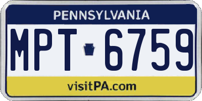 PA license plate MPT6759