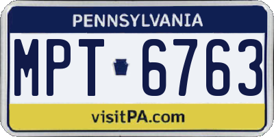 PA license plate MPT6763
