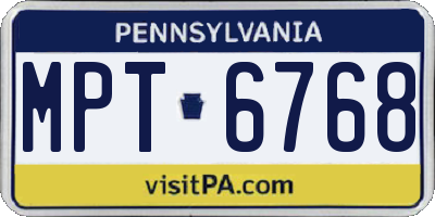 PA license plate MPT6768