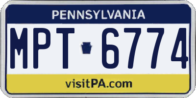 PA license plate MPT6774