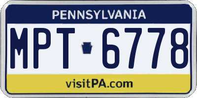PA license plate MPT6778