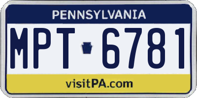 PA license plate MPT6781