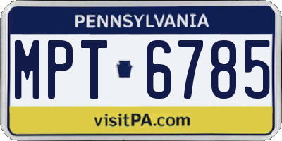 PA license plate MPT6785