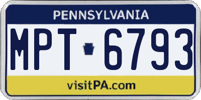 PA license plate MPT6793