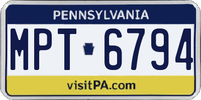 PA license plate MPT6794