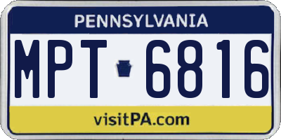 PA license plate MPT6816