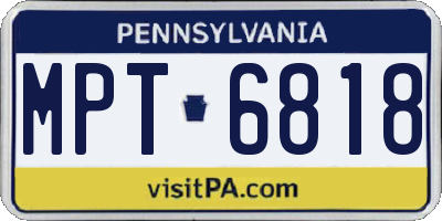 PA license plate MPT6818