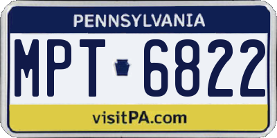 PA license plate MPT6822