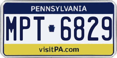PA license plate MPT6829