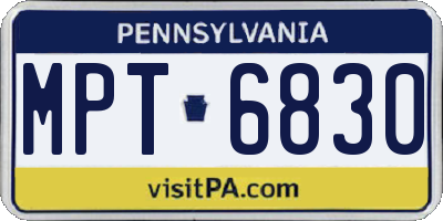 PA license plate MPT6830
