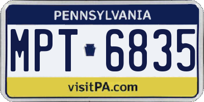 PA license plate MPT6835