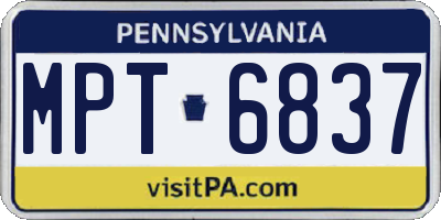 PA license plate MPT6837