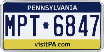 PA license plate MPT6847