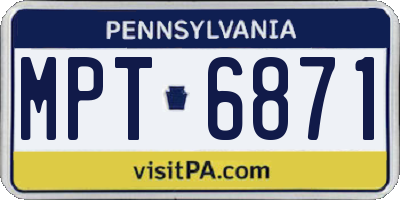PA license plate MPT6871