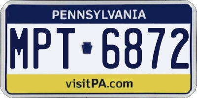 PA license plate MPT6872