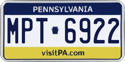 PA license plate MPT6922